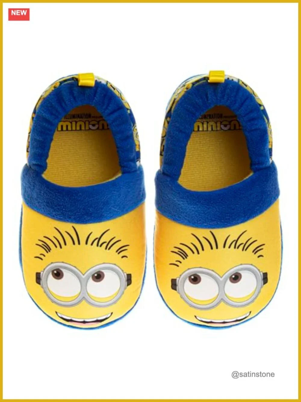Minions Slippers Kids Plush Faux Fur Indoor House Shoes Slip-On Closed Toe